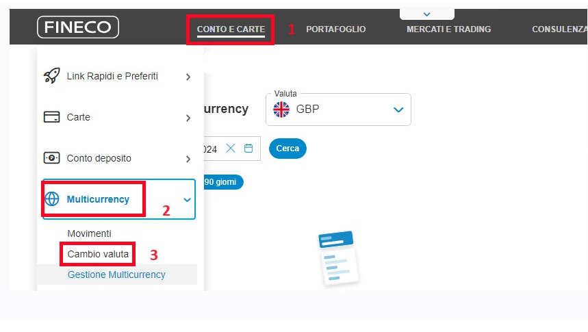 Cambio valuta multicurrency Fineco